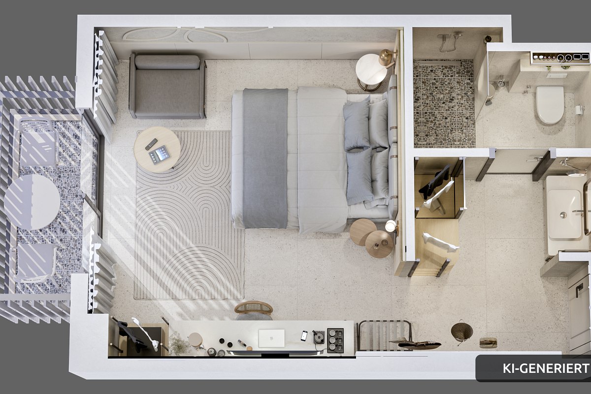 Modern eingerichtetes Doppelzimmer mit elegantem Design, komfortablen Betten und stilvollen Dekoelementen.